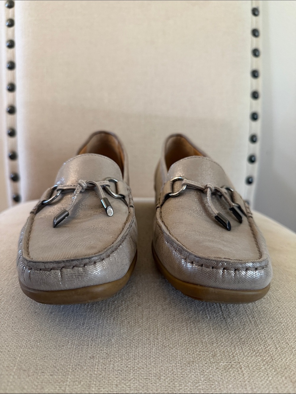 Mephisto Women's Cool Air Metallic Tassel Loafers Gray Taupe Size 10.5 - Picture 8 of 10
